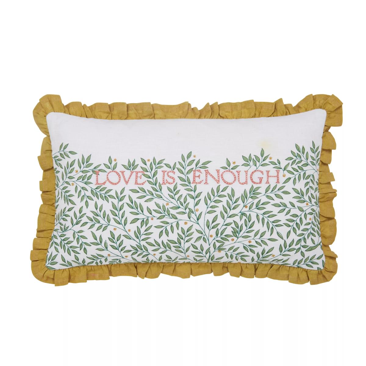 Love Is Enough Cushion By Morris Co In Evergreen Coral Pink